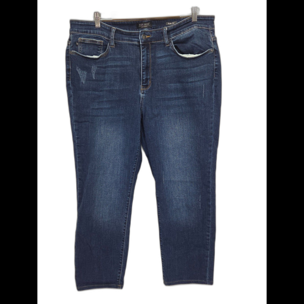 Judy Blue Slim Fit Jeans Womens 20W Plus Dark Wash Distressing Stretch